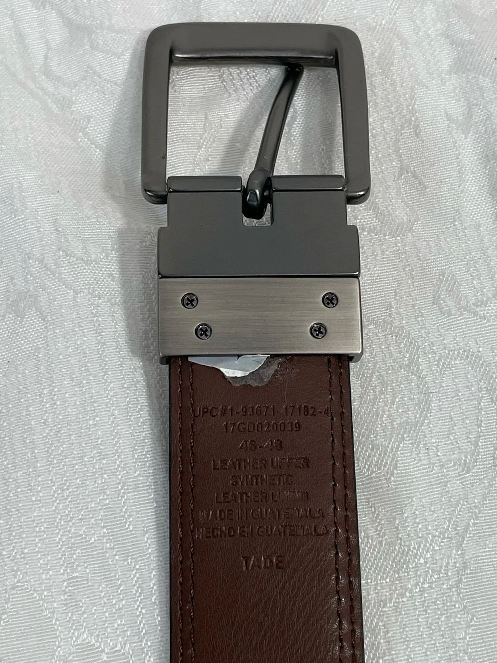 Dickies Black Leather Belt with Silver Tone Metal Buckle.